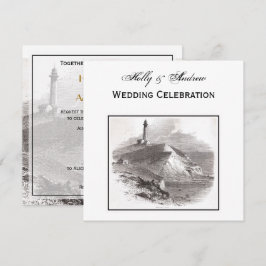 Montauk Point Lighthouse Hamptons SQ Hochzeit Einladung