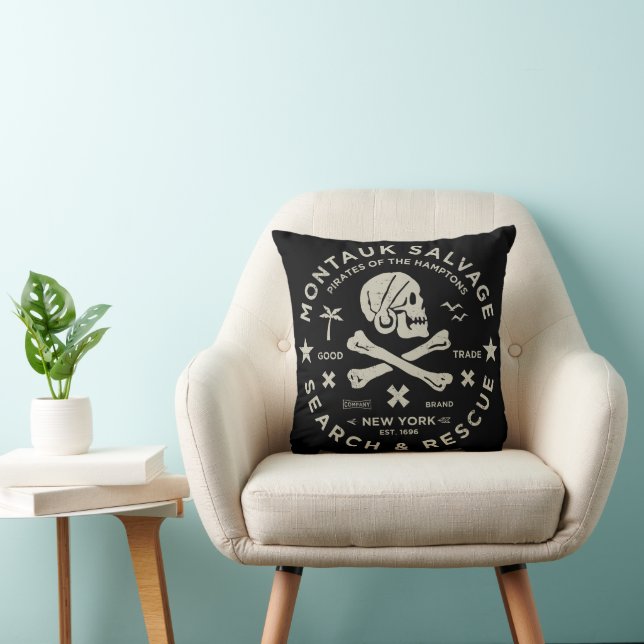 Montauk Salvage Co. Logo-Pillow 16x16 Kissen (Stuhl )