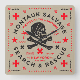 Montauk Salvage Co. Militärische Wandverkleidung Quadratische Wanduhr