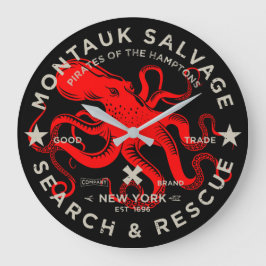 Montauk Salvage Co. Octopus Große Wall Uhr