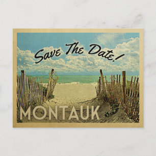 Montauk Save The Date Vintage Strand Nautical Ankündigungspostkarte