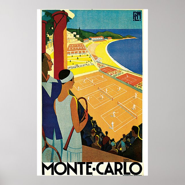 Monte-Carlo Art Deco Tennis Plakat (Vorne)