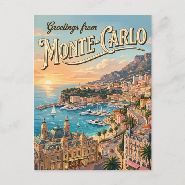 Monte Carlo Monaco Postkarte (Vorderseite)