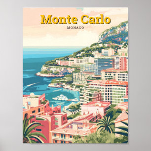 Monte Carlo Monaco Vintage Reise Poster