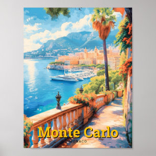 Monte Carlo Monaco Vintage Reise Poster