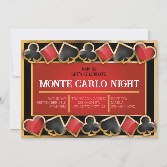 MONTE CARLO NACHT FUNDRAISING EVENT VIP Einladung (Vorderseite)