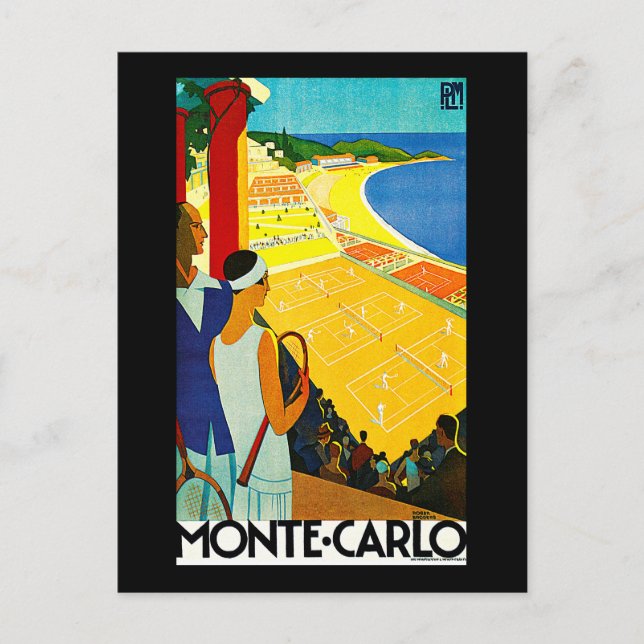Monte Carlo Vintage Travel Poster Postkarte (Vorderseite)