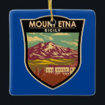 Monte Etna Sizilien Kunstvoll wandern Vintag Keramikornament<br><div class="desc">Ätna in Vektorart-Stil. Der Ätna liegt an der Ostküste Siziliens zwischen den Städten Messina und Catania Italien</div>