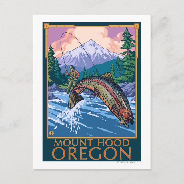 Monte Hood, OregonFisherman Scene Postkarte (Vorderseite)