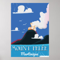 Monte Pelée, Martinique Affiche de voyage Vintage