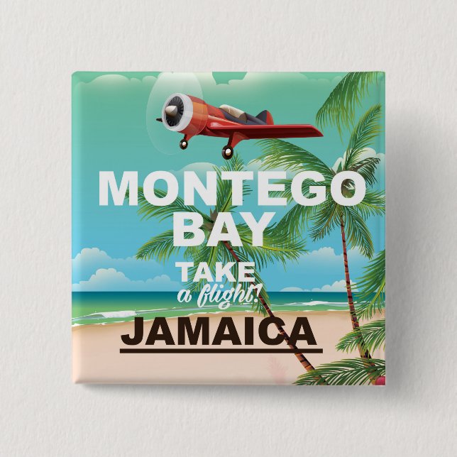 Montego Bay Jamaica Reiseplakat Button (Vorderseite)