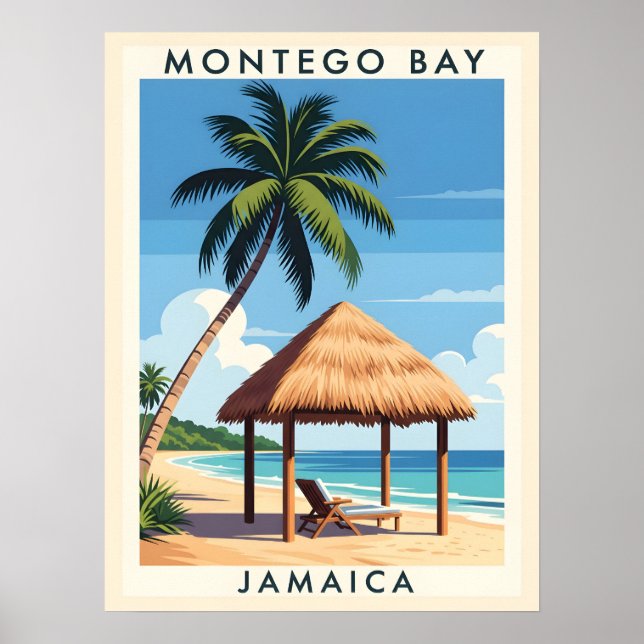 Montego Bay Jamaica Reiseplan - TROPISCHE INSEL Poster (Vorne)
