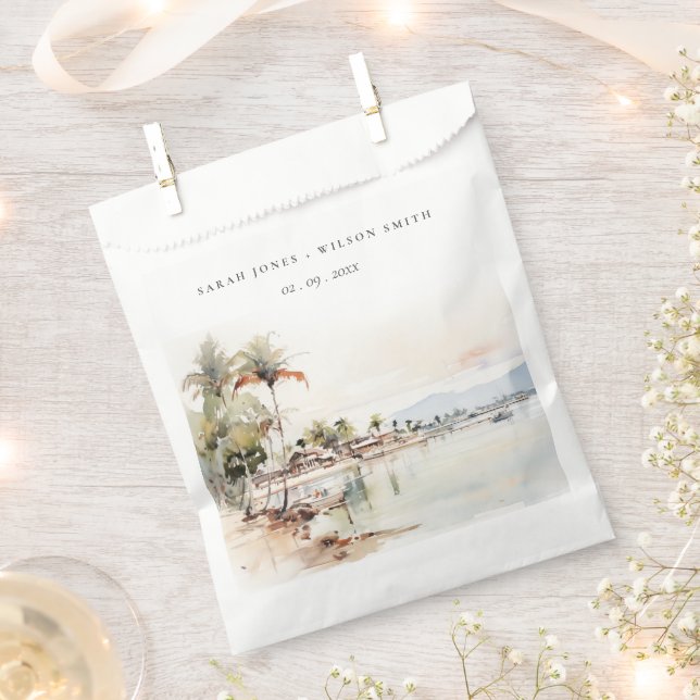 Montego Bay Jamaica Wasserfarbenwelt Hochzeit Geschenktütchen (Ausgeschnitten)