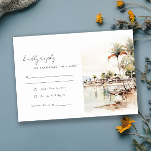 Montego Bay Jamaica Wasserfarbenwelt Hochzeit RSVP Karte