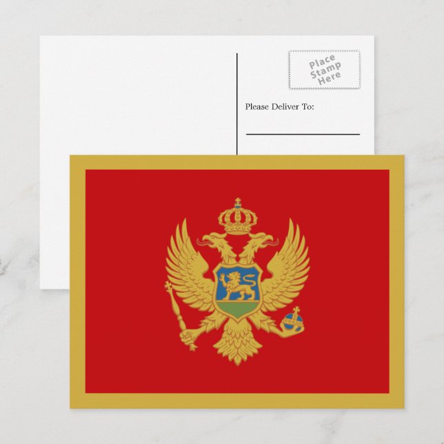 montenegrinische Flagge, Flagge Montenegros Postkarte (Vorne/Hinten)