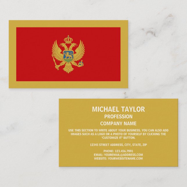 montenegrinische Flagge, Flagge Montenegros Visitenkarte (Vorne/Hinten)