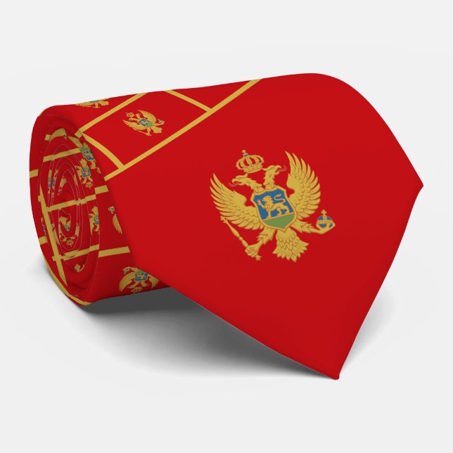 montenegrinische Flagge & Wappen, Montenegro Krawatte (Gerollt)
