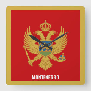 Montenegro Flag Dazzling Patriotic Quadratische Wanduhr