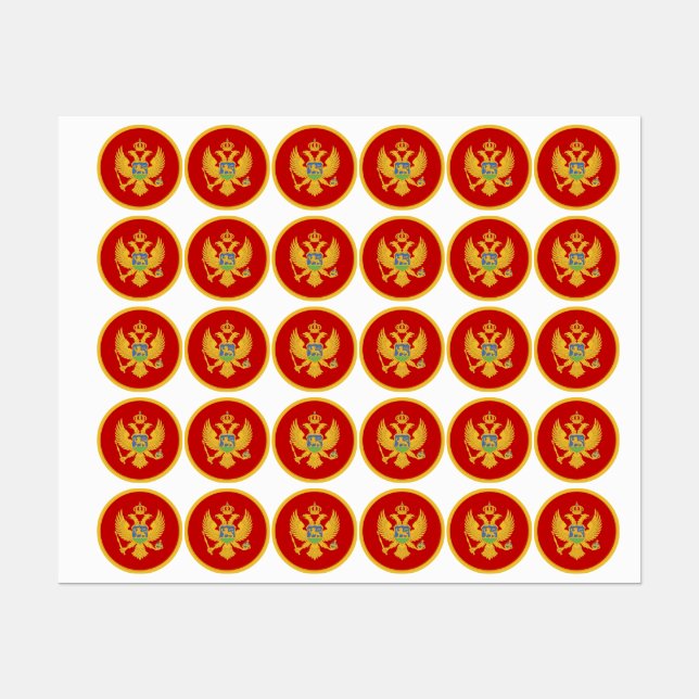 Montenegro-Flagge Etiketten (Blatt)