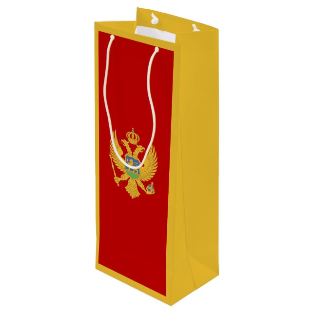 Montenegro-Flagge Geschenktüte Für Weinflaschen (Rückseite Schrägansicht)