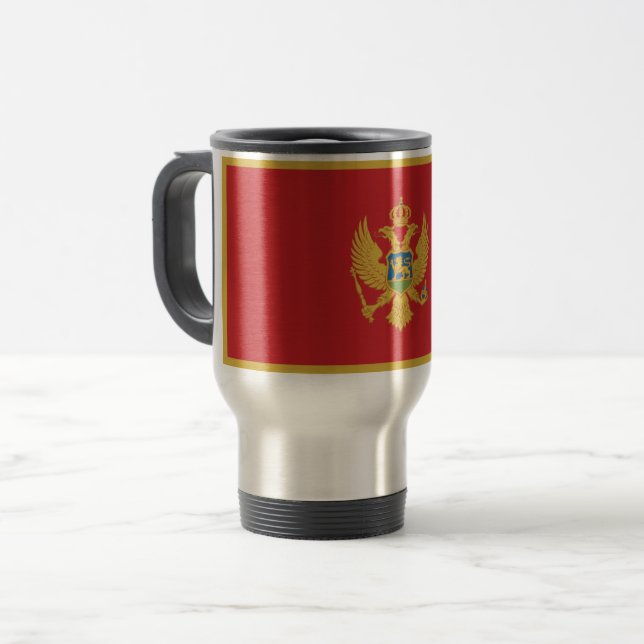 Montenegro-Flagge Reisebecher (Vorderseite Links)