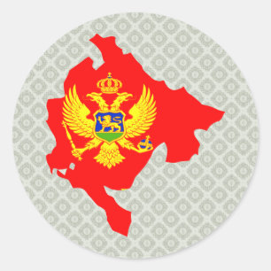 Montenegro-Flaggen-Karte Größengleich Runder Aufkleber