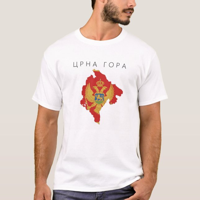 Montenegro-Landesflaggekarten-Formsymbol T-Shirt (Vorderseite)