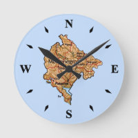 Montenegro Map Clock