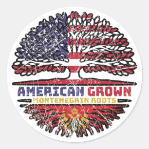 Montenegro Montenegrinisch Amerika Tree Roots Runder Aufkleber