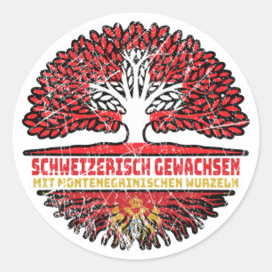Montenegro Montenegrinisch Schweizer Schweiz Baum Runder Aufkleber