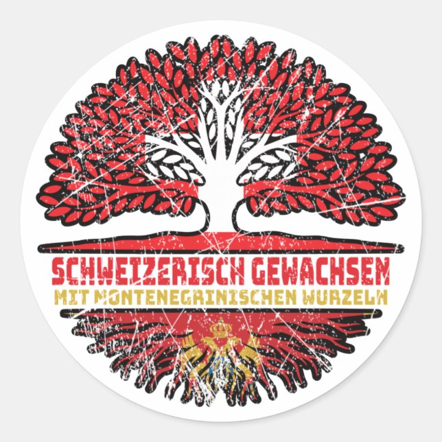 Montenegro Montenegrinisch Schweizer Schweiz Baum Runder Aufkleber (Vorderseite)