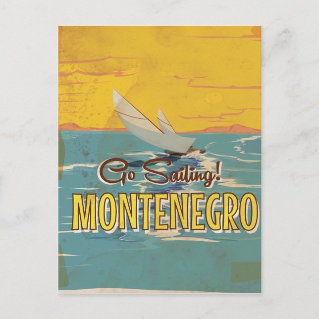 Montenegro segelt Vintage Reiseplakat Postkarte (Vorderseite)