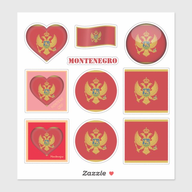 Montenegro Sticker & Flag, Herz/Sport (Blatt)