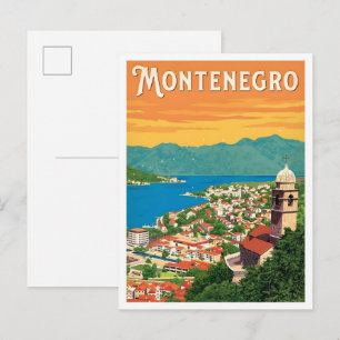 Montenegro Vintage Art Reise Postkarte