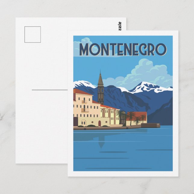 Montenegros berühmter Reiseort Illustration Postkarte (Vorne/Hinten)