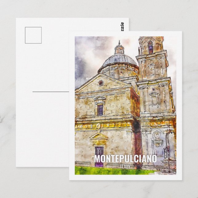 Montepulciano Frankreich Reisen Place Watercolor Postkarte (Vorne/Hinten)