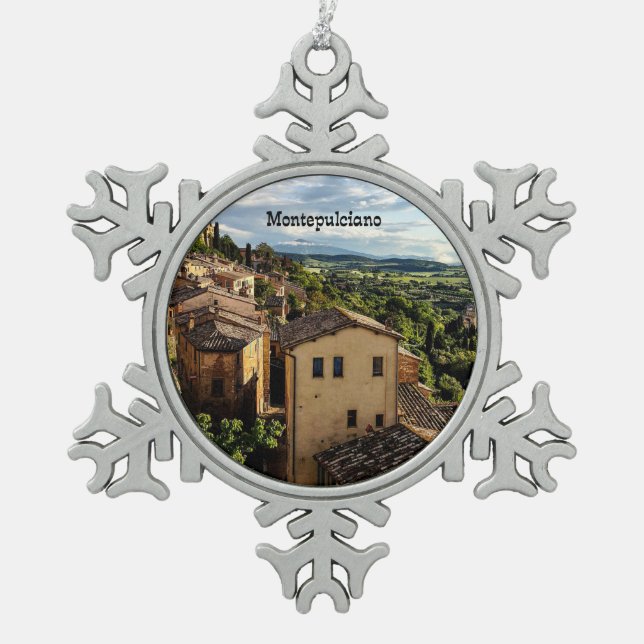 Montepulciano, Toskana, Italien Schneeflocken Zinn-Ornament (Vorderseite)