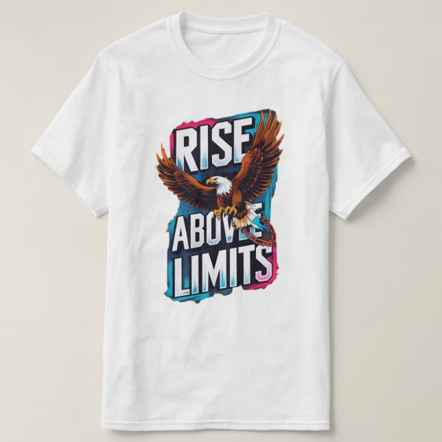 Monter au-dessus des limites - T-shirt d'aigle mot (Design devant)
