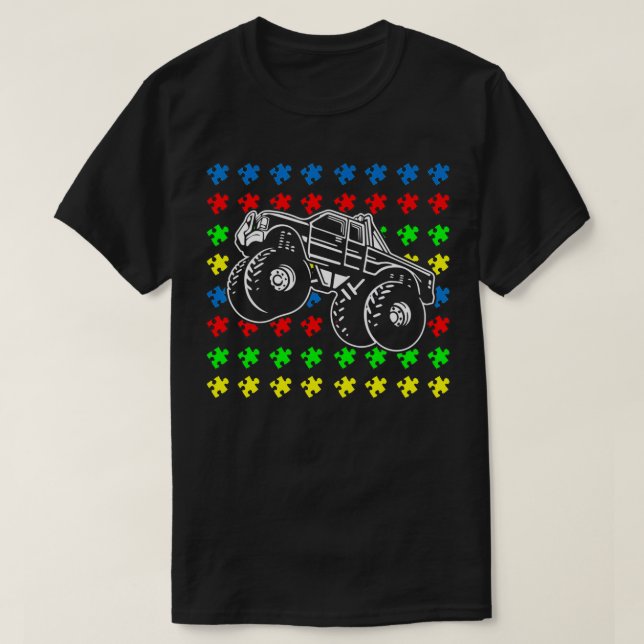Monter Truck Autismus Bewusstsein Puzzle Piece Boy T-Shirt (Design vorne)