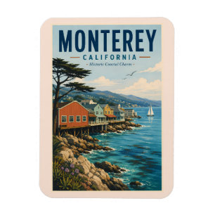 Monterey Bay Kalifornien Illustration Reise Kunst Magnet