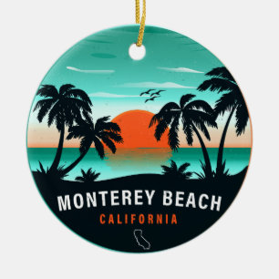 Monterey Beach California Retro Sunset Souvenirs Keramik Ornament
