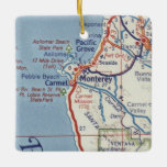 Monterey CA 50's Map Keramikornament<br><div class="desc">Monterey CA and Carmel California Christmas ornament made from 1955 vintage road map.</div>