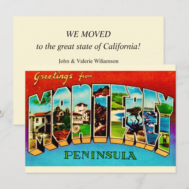 Monterey CA Karte Umzugsankündigung (Vorne/Hinten)