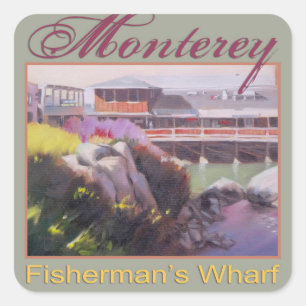 Monterey Fishermans Wharf Landschaftliche kaliforn Quadratischer Aufkleber