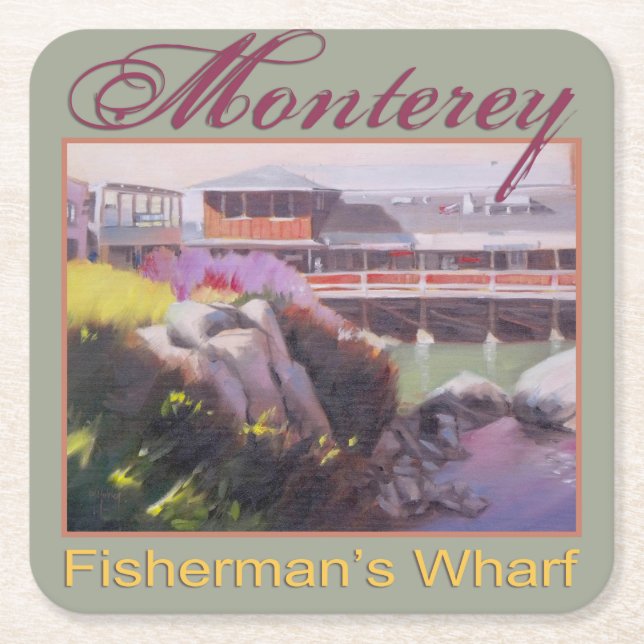 Monterey Fishermans Wharf Landschaftliche kaliforn Rechteckiger Pappuntersetzer (Vorderseite)