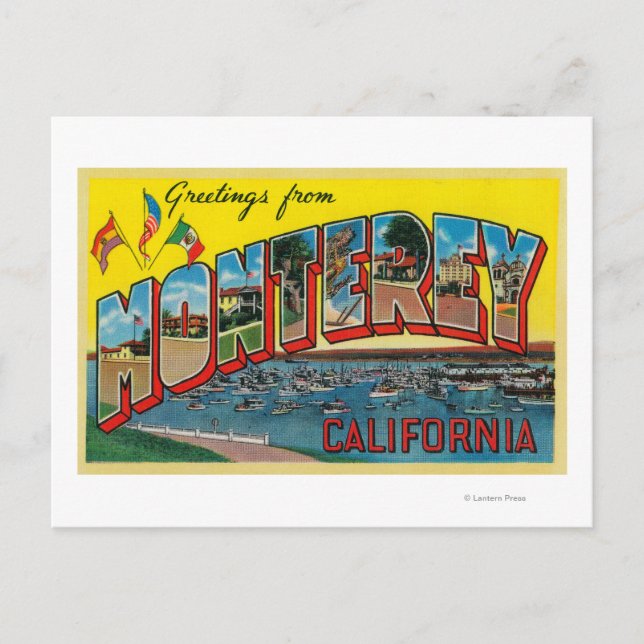 Monterey, Kalifornien - Große Briefszenen Postkarte (Vorderseite)