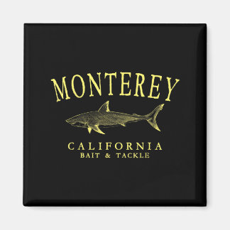Monterey Kalifornien Hai Retro Gelb Kunst Angeln Magnet
