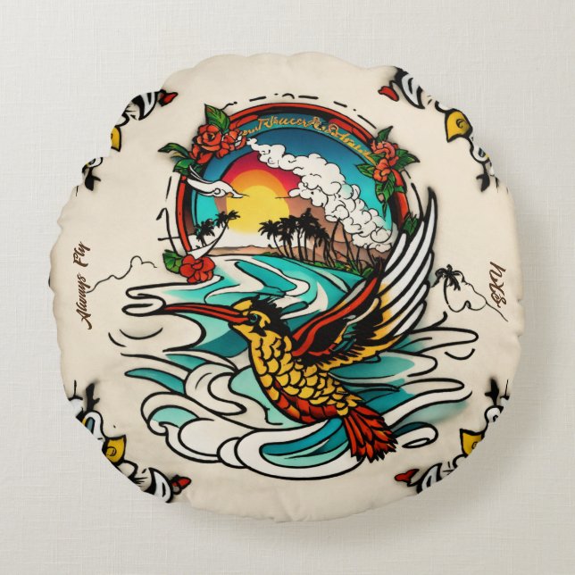 Monterey Tattoo Design: Ein Symbol der Stärke - Rundes Kissen (Vorderseite)