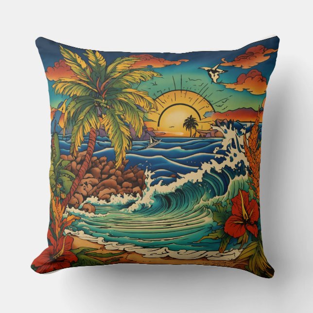 Monterey Tropical Tattoo Coussin (Recto)