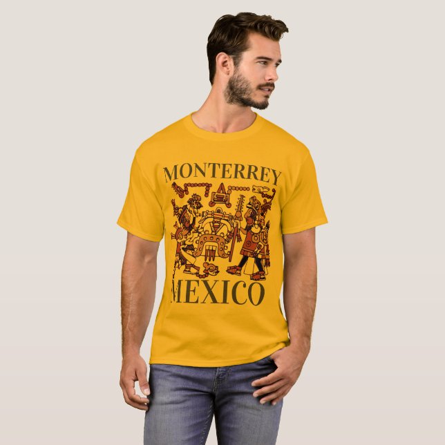 Monterrey Mexico Aztec Design, Männerdesign T-Shirt (Vorne ganz)